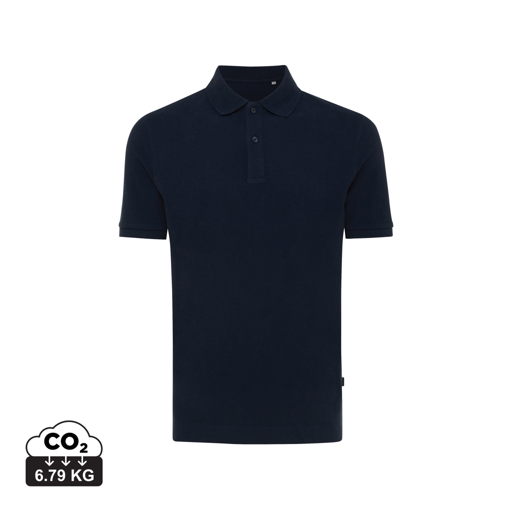 Polo publicitaire unisexe en coton recyclé 220g Iqoniq Yosemite Bleu marine